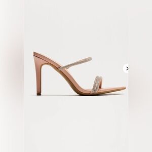 FashionNova Mirage Rhinestone Stiletto Heels- Nude.